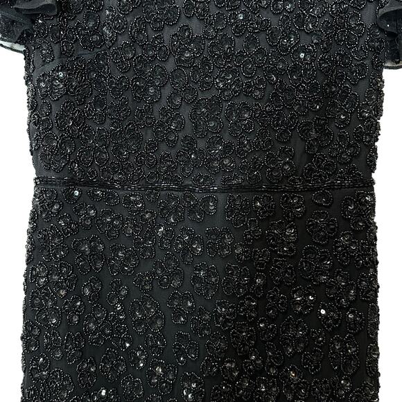Mac Duggal Petite Embellished Cap Sleeve Fully Beaded Gown Black Women 2 NWOT - Picture 11 of 15
